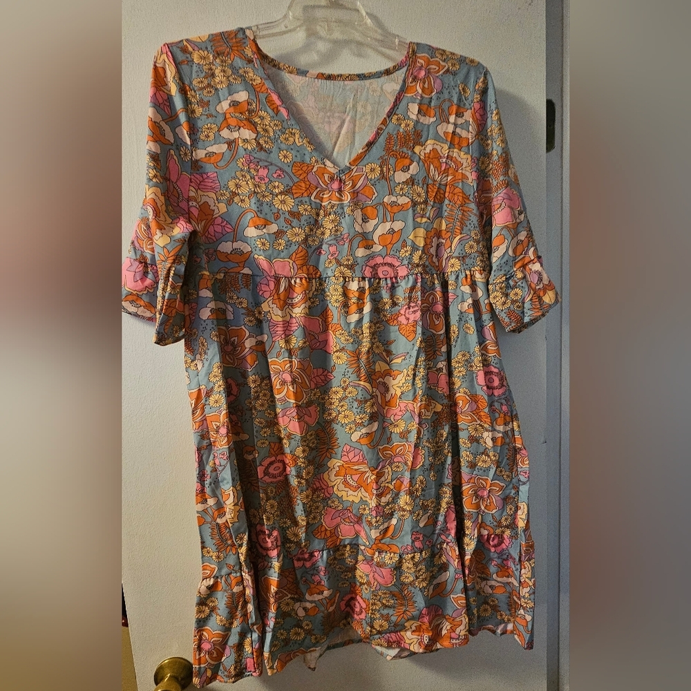Floral Print Ruffle Hem Dress
